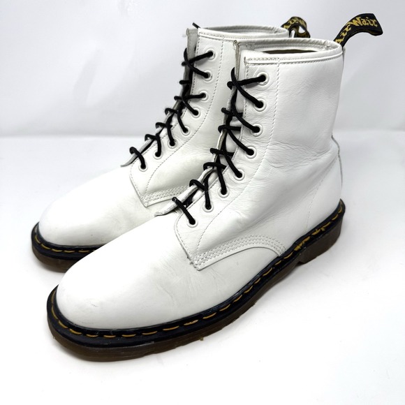 Dr. Marten's Men's Boots White Leather Combat 14 US/13 UK‎ Made In England
